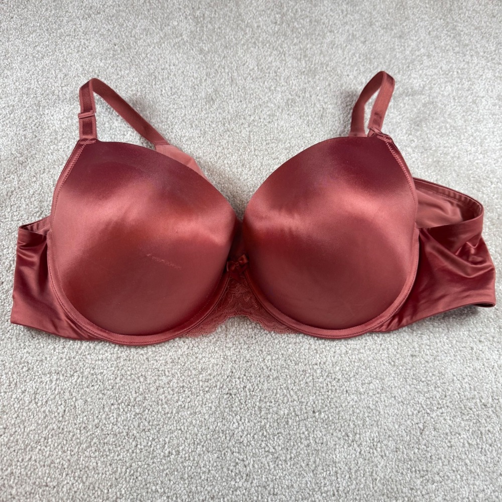 Torrid Curve 360 Back Smoothing Push-Up T-Shirt Bra 44B Rosewood Pink Lace Trim